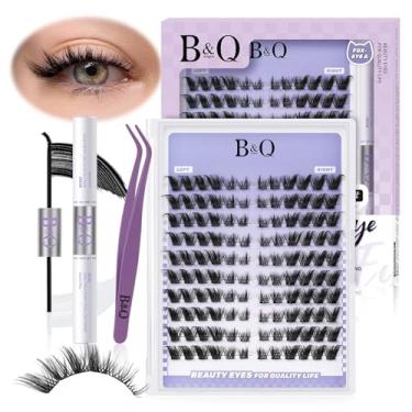Imagem de B&Qaugen Kit de extensão de cílios faça você mesmo autobronzeador, kit de aglomerados de cílios finos à esquerda