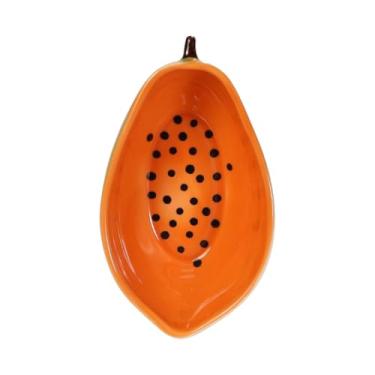 Imagem de Tigela Bowl Cumbuca Formato De Fruta Sobremesa Cerâmica Caldo Sopa Sorvete Açai Cozinha Nova (Mamão 290ml)