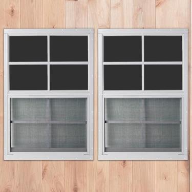 Imagem de Shineforu 2 janelas de galpão de 61 x 91 cm, janelas pequenas com vidro temperado - Montagem embutida | Melhor escolha para galinheiro, estufa, garagem, teatro