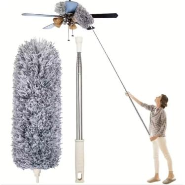 Imagem de Espanador Extensível para Limpeza de Teto e Parede, 280cm, Microfibra Cinza