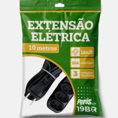 Imagem de 2X Extensão Elétrica 10 Metros Preto 3 Tomada Tripolar