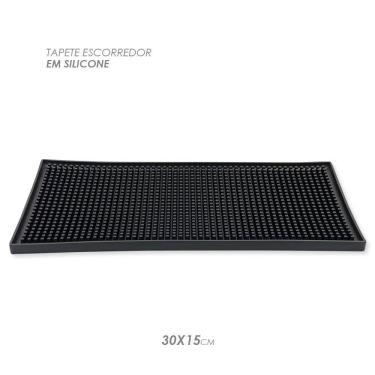 Imagem de Tapete Escorredor Para Louças Em Silicone Preto 30X15Cm