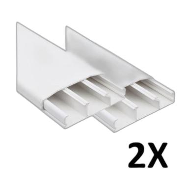 Imagem de Kit 2 Canaleta 3 Divisórias Cabos Fios Fita Dupla Face 2Mt