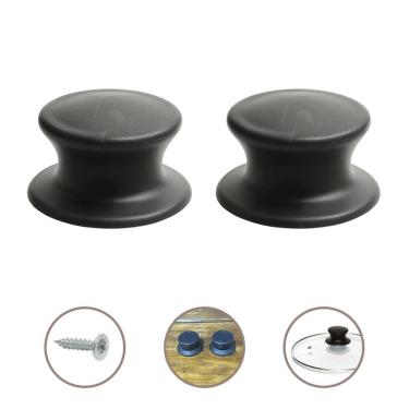 Imagem de Kit 2 Pomel Pegador Puxador Para Tampa Vidro Panela - Preto