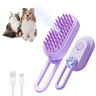 Imagem de Escova a vapor Cat para derramamento, escova a vapor recarregável 4 em 1 para gatos e cães, antiestática, massagem, limpeza, queda e pentear, tudo em um!