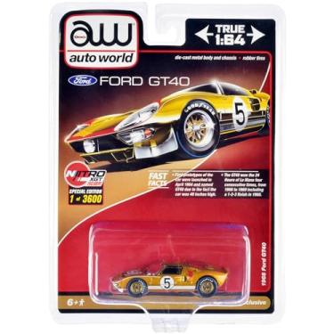 Imagem de 1966 Ford GT40 RHD (Right Hand Drive) #5 Gold with Graphics Limited Edition to 3600 Pieces Worldwide 1/64 Diecast Model Car by Auto World