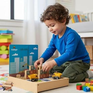 Imagem de Brinquedo Pedagógico Blocos Em Madeira Brincando De Engenheiro Construtor 53 Peças