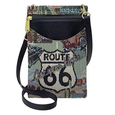 Imagem de Danny K. Tapeçaria feminina transversal para celular ou bolsa de passaporte, feita à mão nos EUA, Route 66, Small