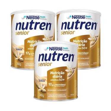 Imagem de Kit 3 Nutren Senior Complemento Alimentar Baunilha 740g