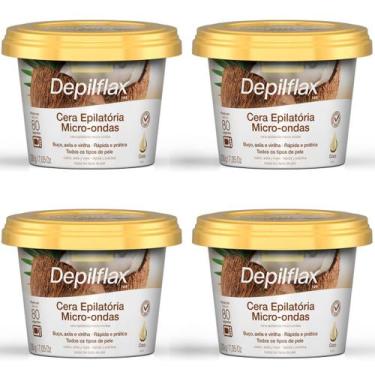 Imagem de Kit 4 Cera Depilatória Micro-Ondas Depilflax Coco 200g