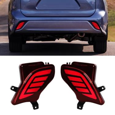 Imagem de AFOGGEST Luzes refletoras de para-choque traseiro para Toyota Highlander 2020 2021 2022 2023 luz de freio para lente vermelha Highlander LED luz de neblina traseira