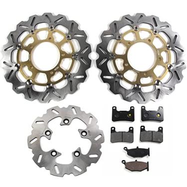 Imagem de Arashi Rotores de disco de freio dianteiro traseiro com pastilhas para Suzuki GSXR 600 750 2006-2007, GSXR 1000 2007-2008, acessórios de substituição de motocicleta dourado