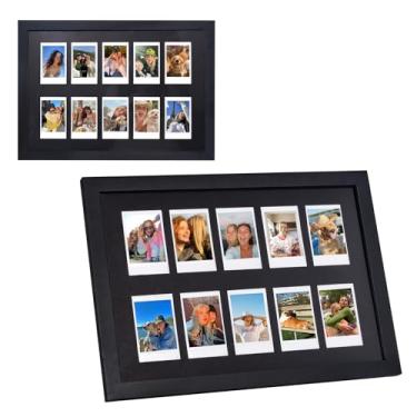 Imagem de WOGOZAN Mini porta-fotos para câmera instantânea Fuji Polaroid Instax Mini 12/11/41/99/EVO, moldura de madeira sólida comporta 5 x 8 cm, 10 fotos para exibição de parede e mesa (apenas uma) (preto