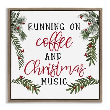 Imagem de Stupell Industries Coffee & Christmas Music Brown Framed Floater Canvas Wall Art, design by Dogwood Portfolio, 18 x 18