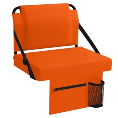 Imagem de janiry Assento de estádio para arquibancadas com suporte para as costas, cadeiras portáteis com encosto e almofada, laranja