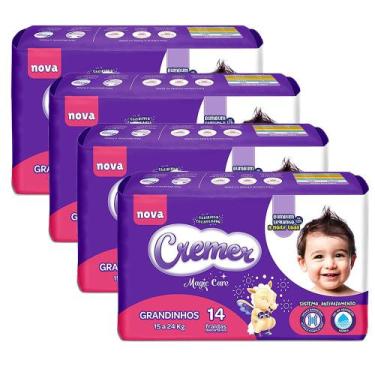 Imagem de Kit 4 Fralda Cremer Magic Care Grandinhos Pacote Jumbo 14 Unidades Des