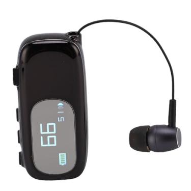 Imagem de Tangxi No Fone de Ouvido, Fone de Ouvido Sem Fio Retrátil Ergonômico Com Exibição de Energia Digital LCD e Alerta de Vibração, para Dirigir Negócios (Preto brilhante eletroplinado)