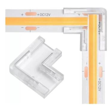 Imagem de Kit 20 Conector L Emenda Fita Led Cob 2 Vias Monocor 8mm