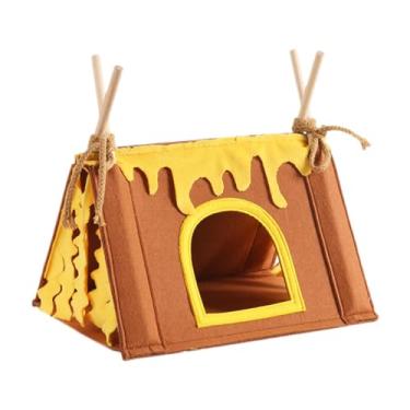 Imagem de MotiveTech Tenda para esconder hamster, tenda tipo túnel, gaiola para porquinhos-da-índia, cama confortável e quente para de hamster, cama para coelhos, Cáqui