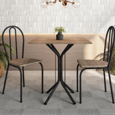 Imagem de Conjunto Sala de Jantar e Cozinha Juliete 4 Lugares com 2 Cadeiras Carvalho Thais Rustico/Chum