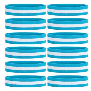 Imagem de ONUPGO Faixa de cabelo para homens e mulheres - 12 peças de faixas esportivas com absorção de umidade de algodão felpudo para tênis, basquete, futebol, academia, malhar