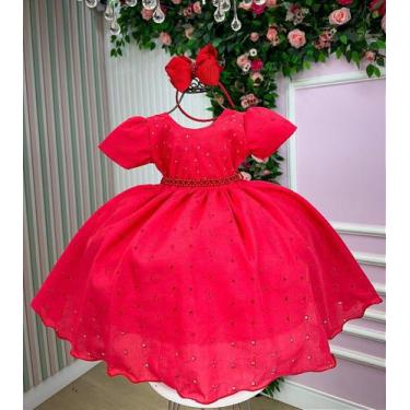 Imagem de Vestido Infantil Luxo Vermelho Lese Laise para Festa - no-brand, 2, Ve
