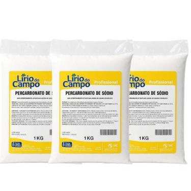 Imagem de Kit 3 Pacotes de Percarbonato de Sódio 1Kg - 100% Puro - Clareador Nat