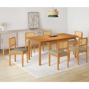 Imagem de Mesa Alegra 6 Cadeiras Jade 1,80 Linho Cinza Jcm - Cinamomo