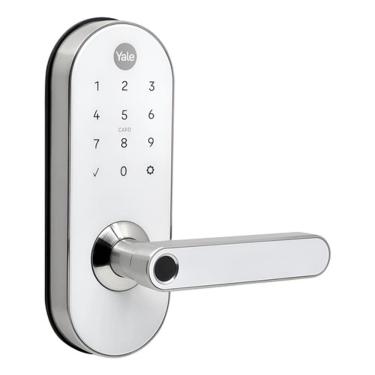 Imagem de Fechadura Digital Branca Senha Biometria Tag Yale Ymc 420w