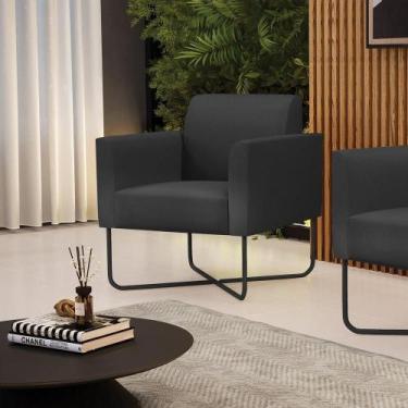 Imagem de Poltrona Base X Industrial Preto Marisa material sintético Preto - D'R