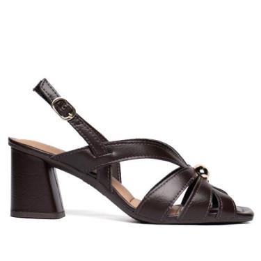 Imagem de Sandália Feminina Dakota Salto Bloco Marrom Escuro, Marrom escuro, 35