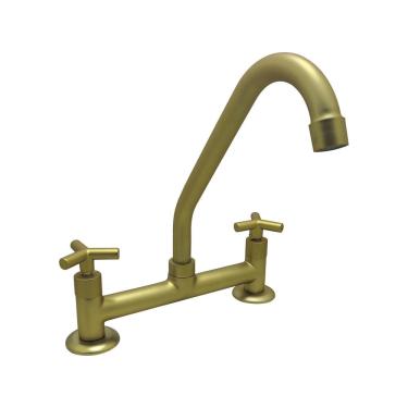 Imagem de Torneira Misturador Cozinha Mesa Alavanca Dourado Fosco Luxo