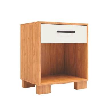 Imagem de Mesa de Cabeceira com 01 Gaveta Essence D03 Freijó Off White Brilho - 