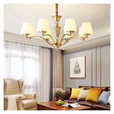 Imagem de Lustre de cobre para sala de estar, quarto, estudo, sala de jantar, cozinha, clássico, retrô, luxo, estilo, dourado, design, luminária, pendente