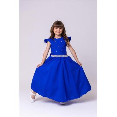 Imagem de Vestido Infantil Azul Royal Longo Dama de Honra Luxo para Festas - Fab