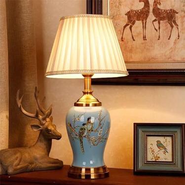 Imagem de Luminária de mesa contemporânea de cerâmica com flores e pássaros The American Village Sala de estar Quarto Estudo Villa Hotel Luminária de mesa de cabeceira (estilo 16)