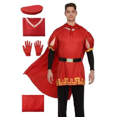 Imagem de WATCPNO Fantasia de cosplay de rei adulto para Halloween com capa e boné para dramatização masculina