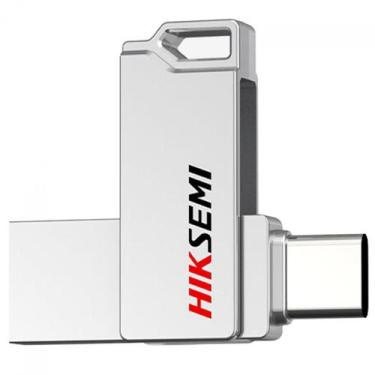 Imagem de Pendrive Hiksemi Sync, 128GB, USB 3.2 + USB-C, Cinza