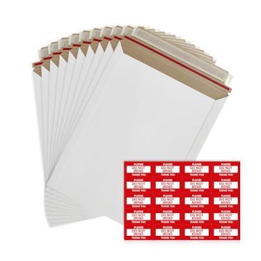 Imagem de Pacote com 10 envelopes rígidos de 15 x 20 cm – Envelopes de papelão brancos autoselados – Material de correspondência resistente para documentos, fotos, revistas e literatura