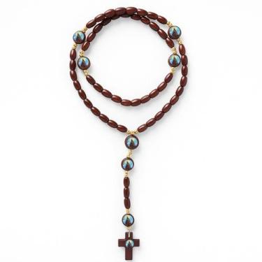 Imagem de Terço Madeira Nossa Senhora Aparecida Conta 8Mm 48Cm Marrom - Bialluz