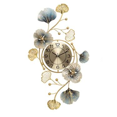 Imagem de WYUYIWH Relógio de parede de metal moderno criativo para família, estilo moderno, com personalidade, relógio de parede silencioso sem tique-taque, relógio decorativo para sala de estar para pendurar
