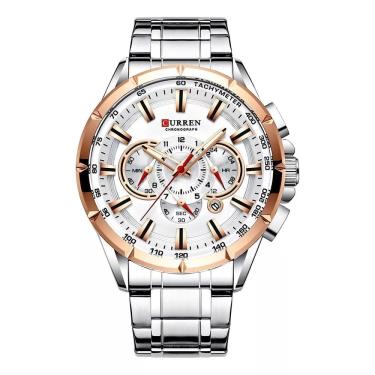 Imagem de Relógio Masculino Curren 8363 Prata/Branco Aço