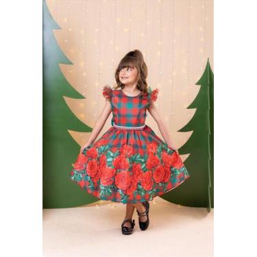 Imagem de Vestido Marie Eduarda Floral Vermelho para Natal - Tecido Microfibra, 