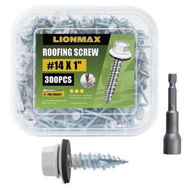 Imagem de Parafusos de telhado de metal LIONMAX 14  1 polegada 300-PCS brancos