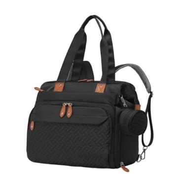 Imagem de Dynwave Mochila para fraldas com compartimento para sapatos, tecido Oxford, mochila de amamentação, bolsa de viagem, estojo para chupeta, lenços umedecidos, Preto