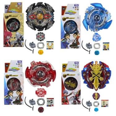 Imagem de Beyblades Burst com Lançadores, 4 Piões de Metal e Plástico, Kit de Batalha com 4 Lançadores, para Crianças Acima de 4 Anos, 23 x 14.5 x 4 cm (Coleção C)