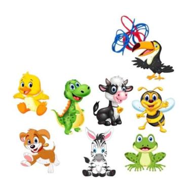 Imagem de Kit com 5 Alinhavos Fazendinha Brinquedo Educativo Infantil em MDF com Cordão