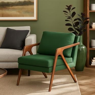 Imagem de Poltrona Mona Luxo em Madeira Estofada em Veludo - Verde