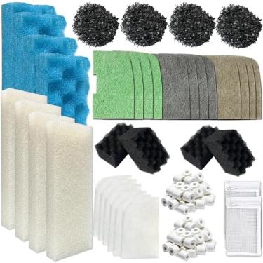 Imagem de Aolleteau 2 kits de substituição de mídia de manutenção de aquário para filtros Fluval 306/307 Canister 46 peças, inclui 30 almofadas de espuma biológica, 2 pacotes de pedra de filtro branca, 4 sacos