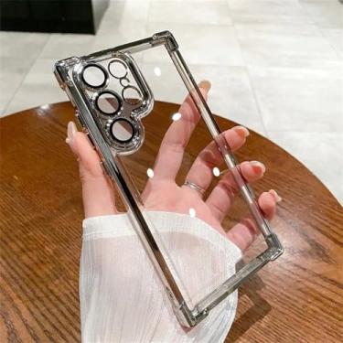Imagem de Para Samsung Galaxy S24 Ultra Soft Clear Phone Case para Samsung S23 Ultra S24 Plus S22 S21 S20 Fe S10 Capas de TPU transparentes finas, prateadas, para Samsung S22Ultra